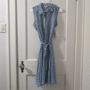 Nanette Lepore Dress Women's Size 6 Blue & Black NWT Polka Dot Glacier Blue